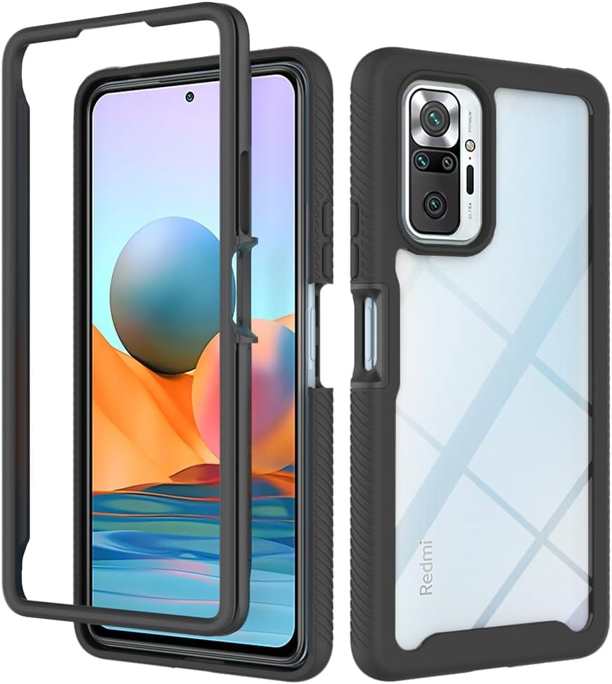 Asuwish Funda de teléfono para Xiaomi Redmi Note 10 Pro con protector de pantalla de vidrio templado y soporte delgado híbrido resistente resistente