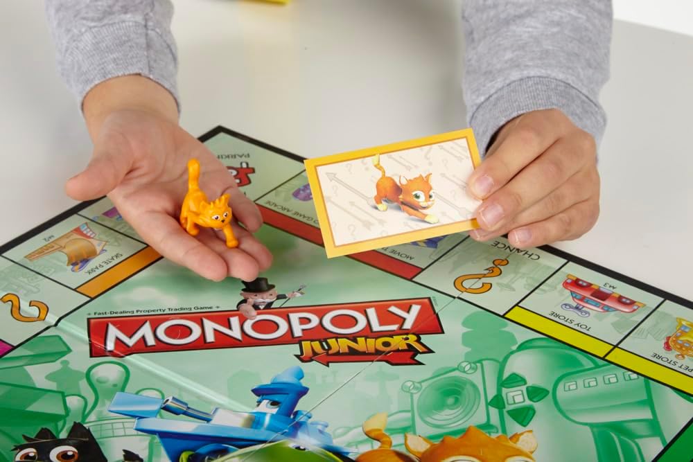Monopoly Juego junior, juego de mesa Monopoly para niños, juego familiar para 2-4 jugadores, multicolor