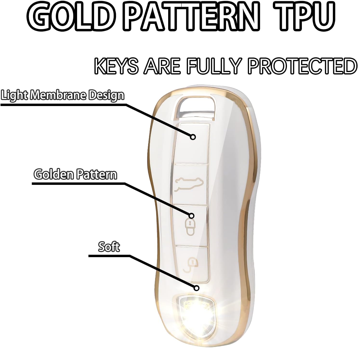 Funda protectora para llavero inteligente compatible con Porsche 911 Cayenne Panamera TAYCAN de 3 botones sin llave, accesorios de control remoto