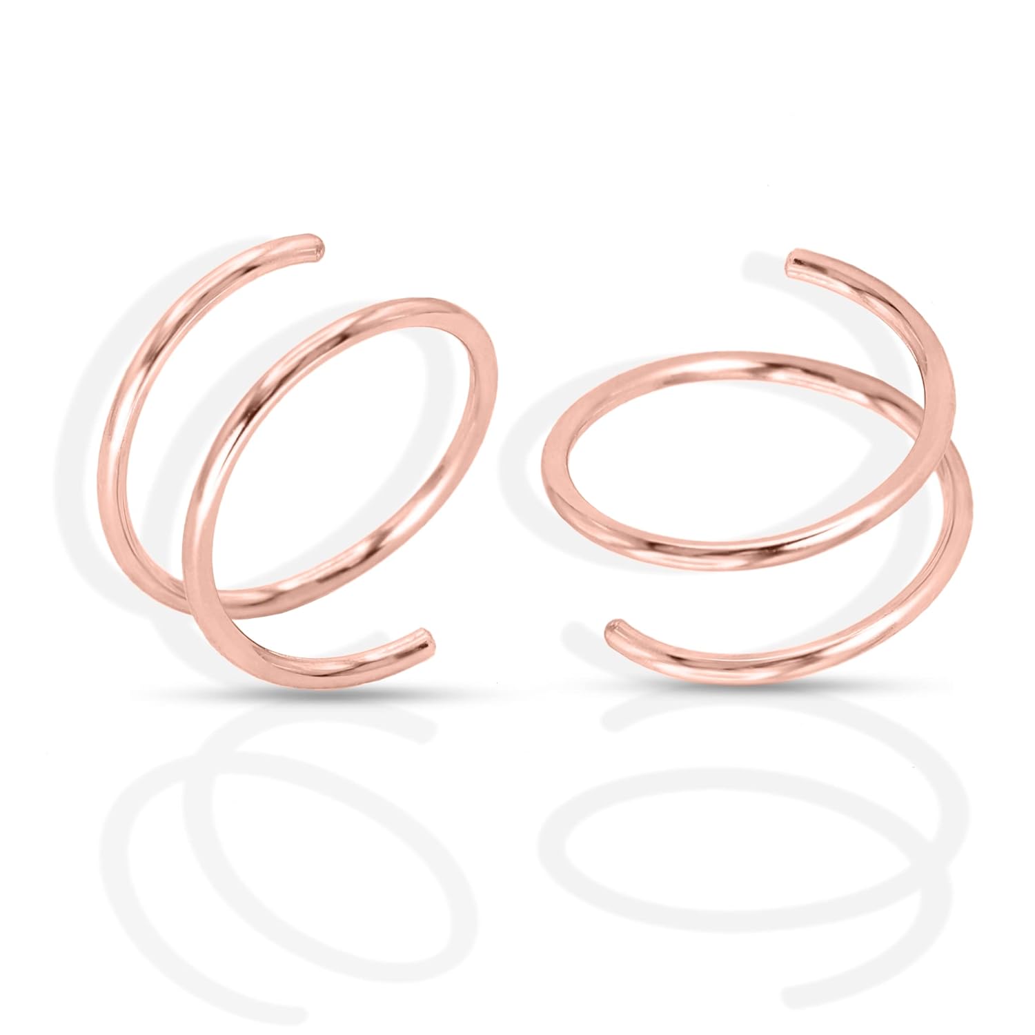 14k Rose Gold Filled Spiral Double Hoop Earrings for Single Piercing  Twist Small Hoop Earrings  Double Helix Cartilage Hoop Earring  Double