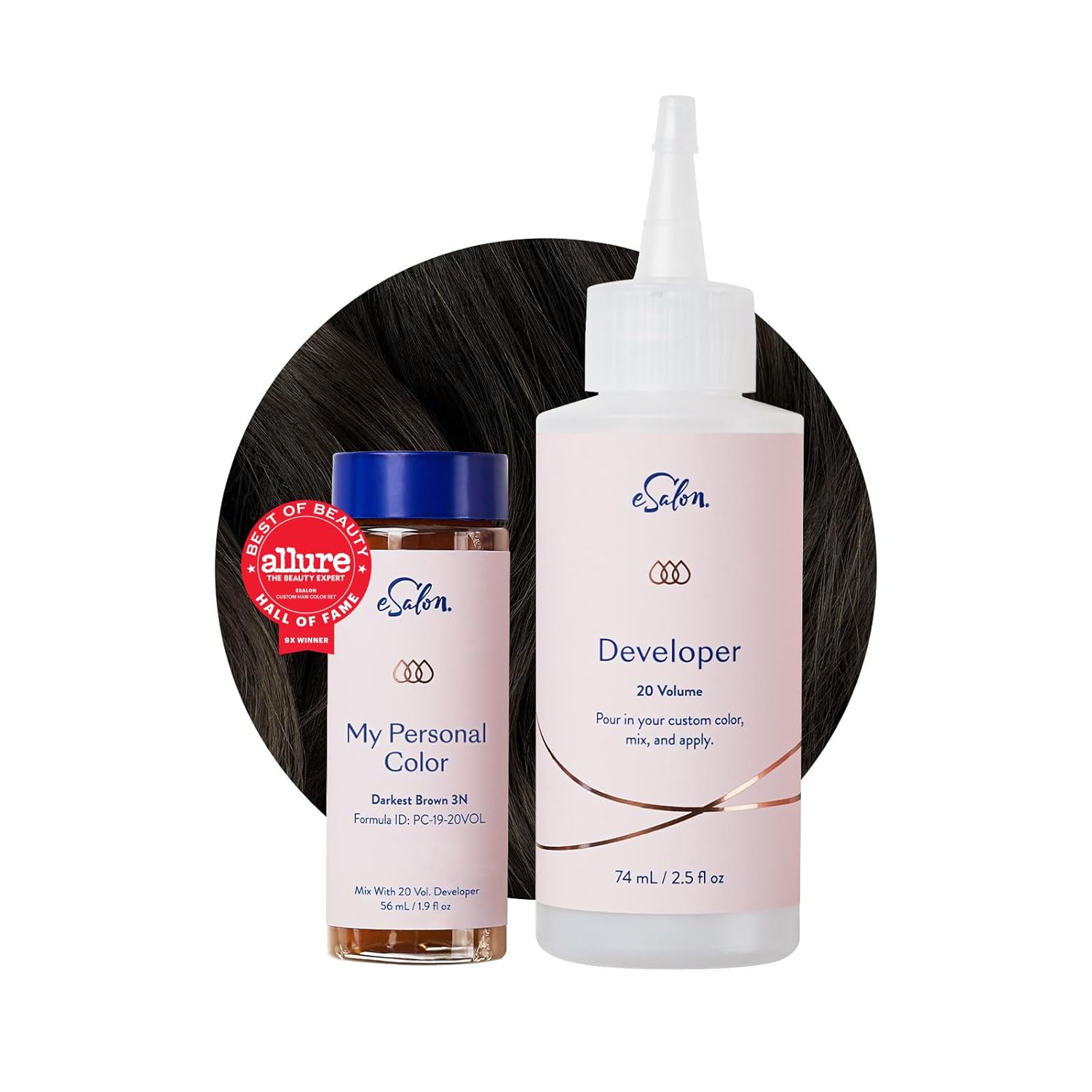 eSalon Kit completo de tinte permanente para el cabello y tinte para el cabello, marrón más oscuro, colorista personal para hasta un 100% de