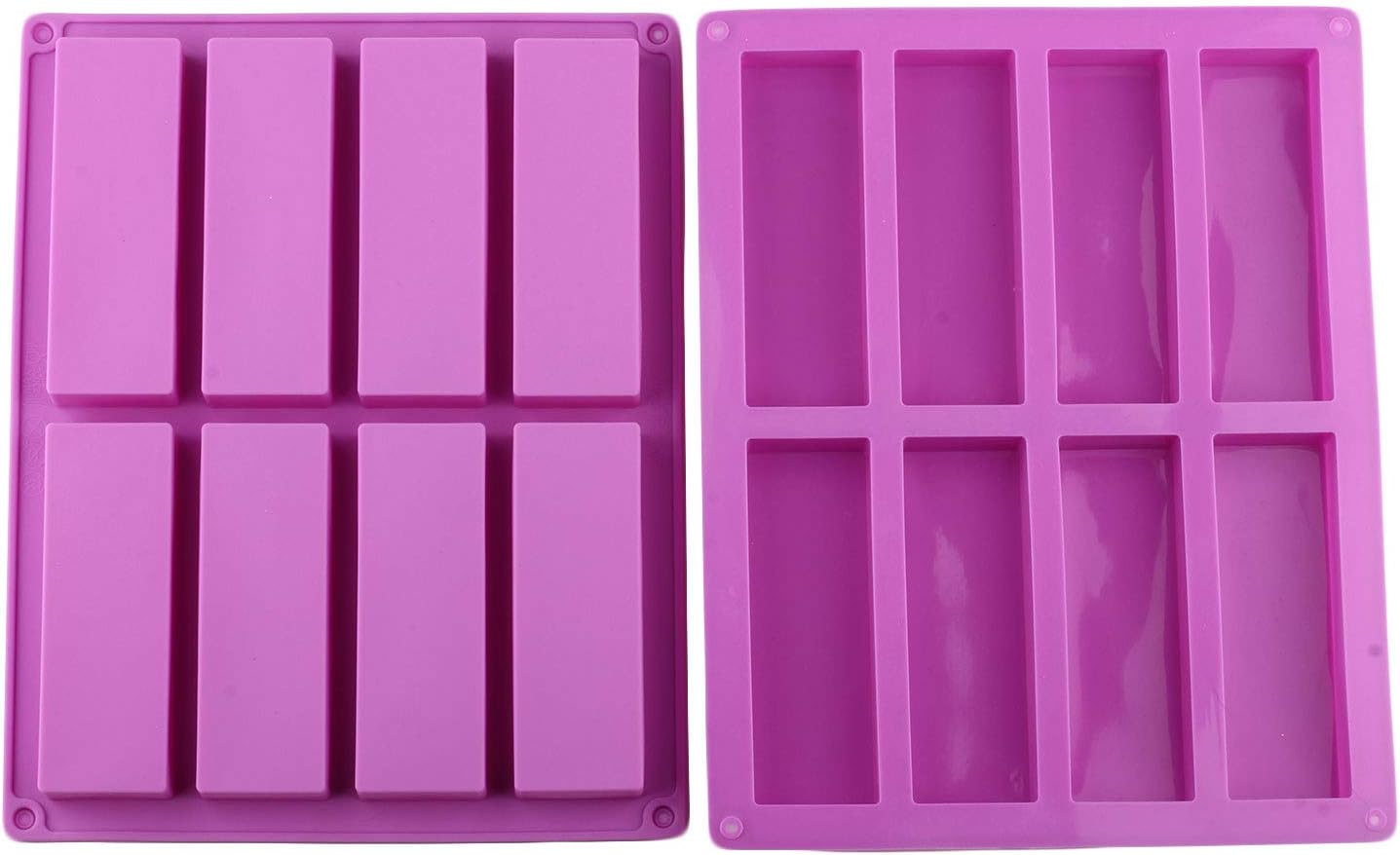 Mujiang Moldes de silicona para barra de granola rectangular de 8 cavidades, moldes de barra de cereales para nutrición, juego de 2