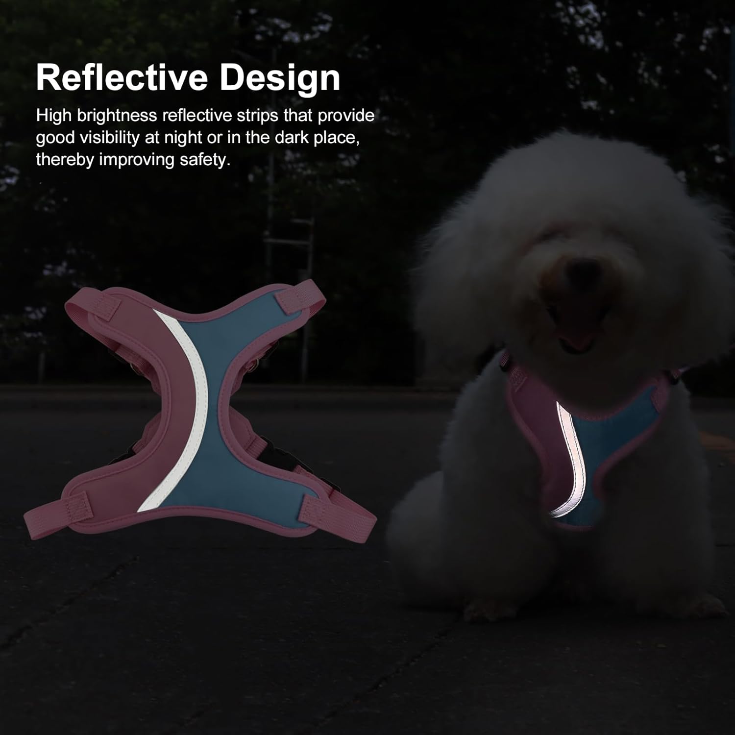 _ Juego de arnés y correa para perros pequeños y medianos, arnés ligero y suave para cachorros, juego de arnés ajustable y reflectante para