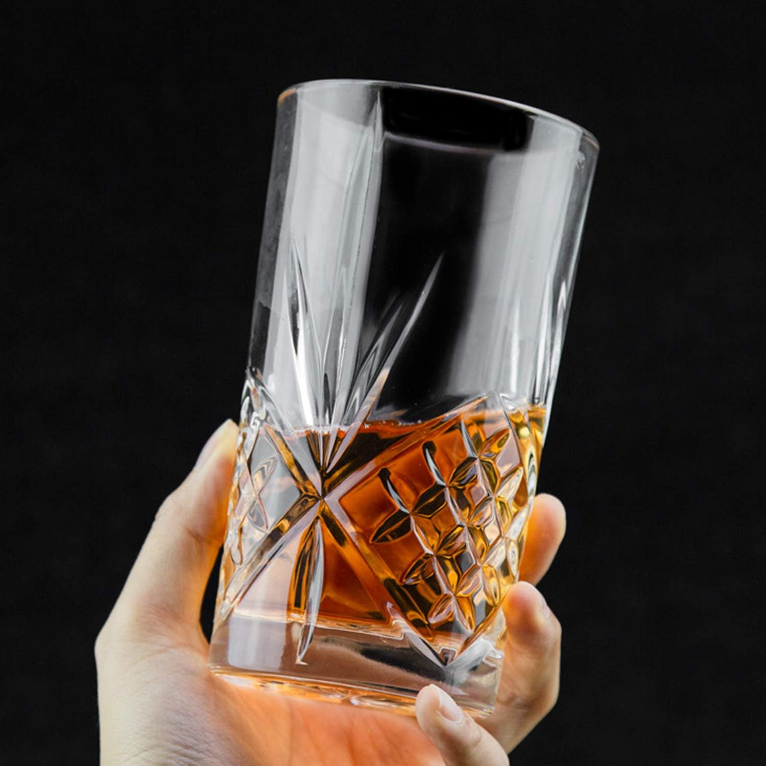 Juego de vasos de whisky de 12 onzas, vasos de licor, vasos redondos transparentes, vasos de roca, vasos de cóctel a la antigua, vasos de bourbon