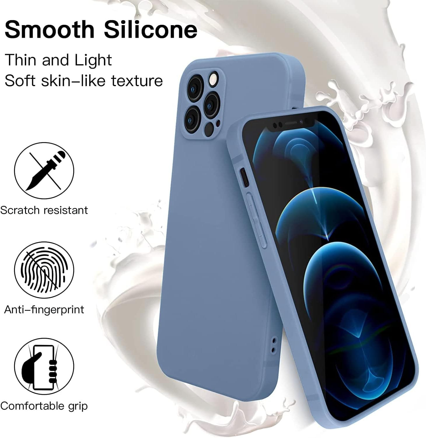 Funda compatible con iPhone 14 Pro con protección de cámara mejorada, funda de silicona mate para teléfono, a prueba de golpes, delgada, cubierta