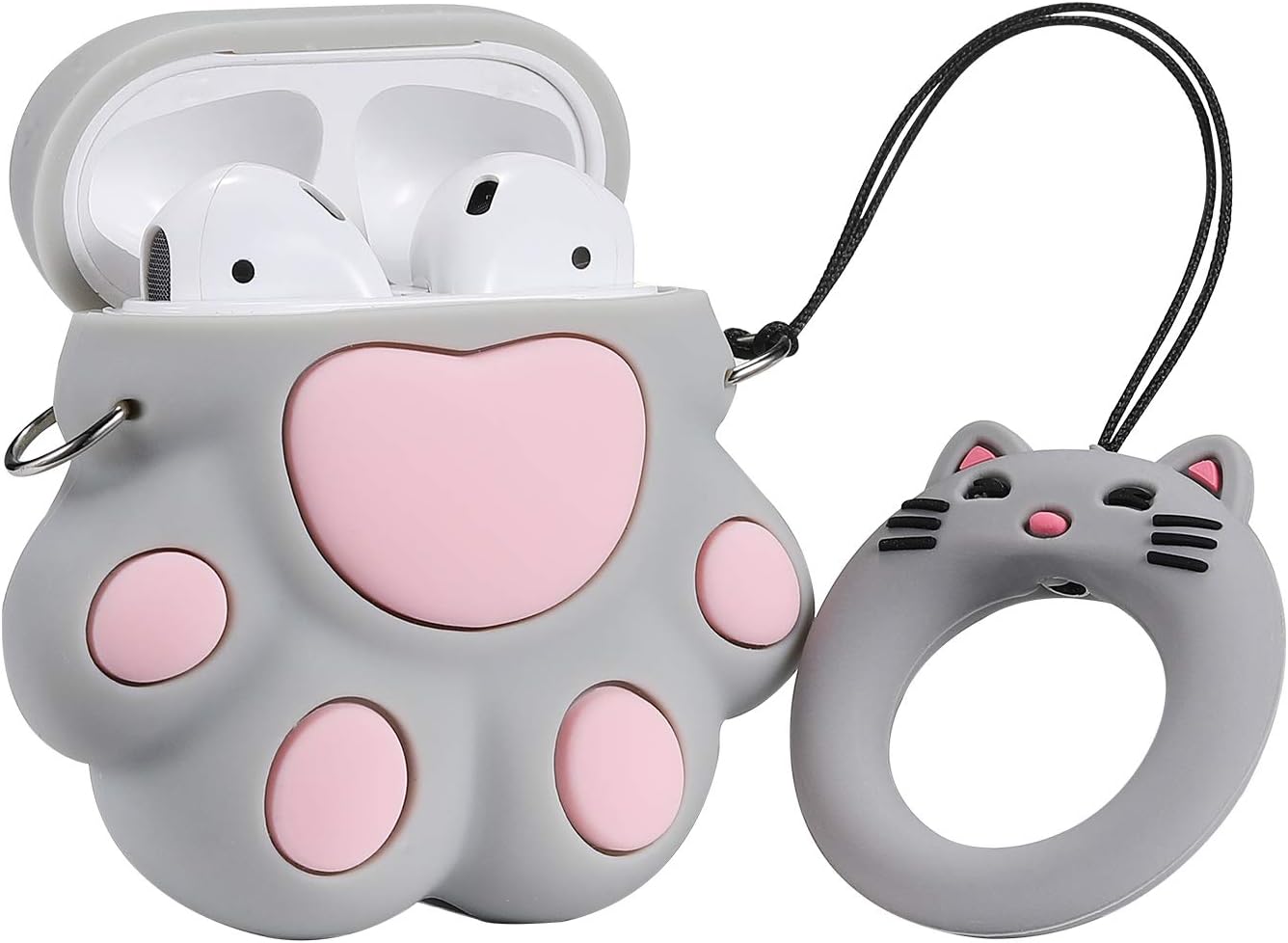 Mulafnxal Funda compatible con Airpods 1 y 2, silicona 3D lindo animal Paw divertido personaje de dibujos animados para funda de Airpods, diseño de