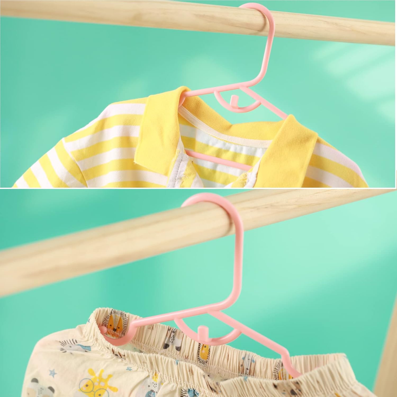 Paquete de 80 perchas de plástico para bebé, perchas para ropa infantil con clips para guardería, perchas que ahorran espacio para organizador de