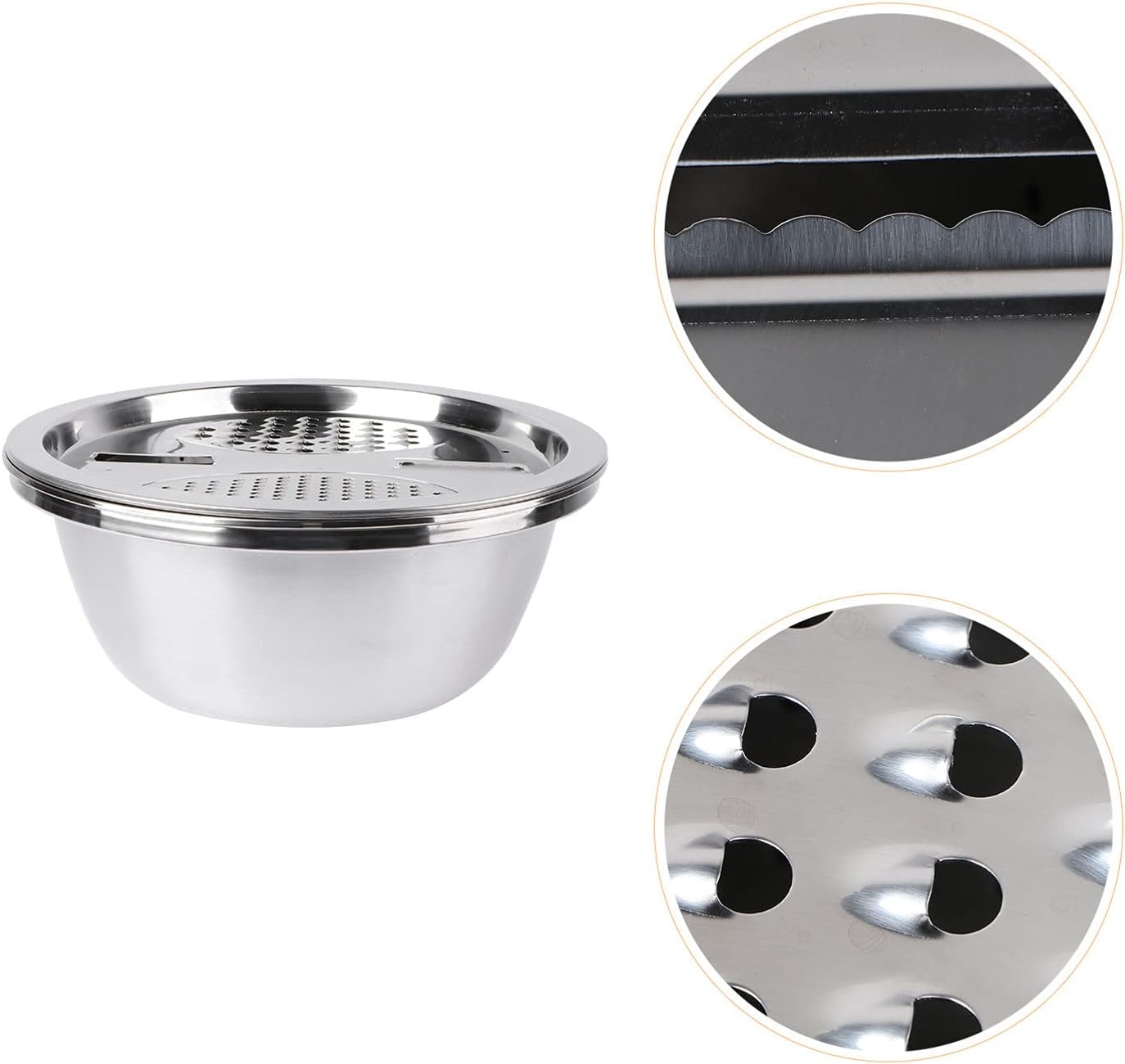 Cuenco de lavado de granos 3 en 1 de acero inoxidable, cesta de drenaje de frutas y verduras, cortador de verduras, cesta de filtro de agua, cuenco