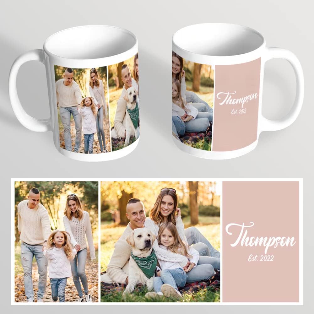 Custom Mug with 1-10 Photos Coffee Mug, Personalized 11 Oz 15oz Coffee Cup with Text Image Customized Gifts for Women Men Friend Birthday Tazas