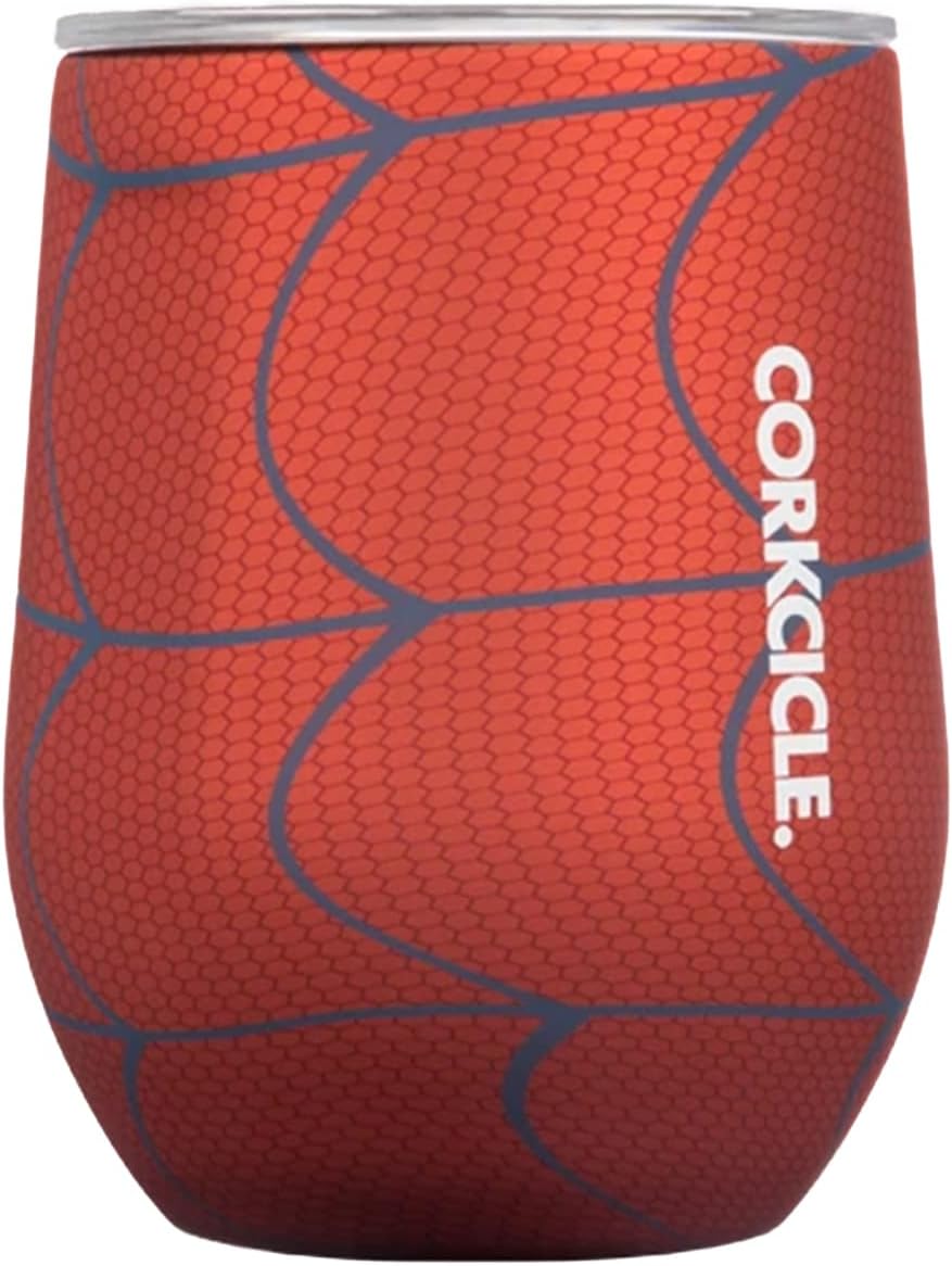 Corkcicle x Marvel Spider-Man – Juego de vaso de vino aislado sin tallo, 12 onzas, copa de vino de acero inoxidable mantiene las bebidas frías