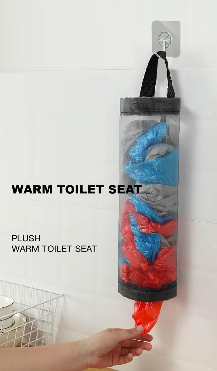 Soporte para bolsas de plástico, soporte para bolsa de comestibles, dispensador de bolsas de almacenamiento colgantes de malla, 2 soportes de bolsas