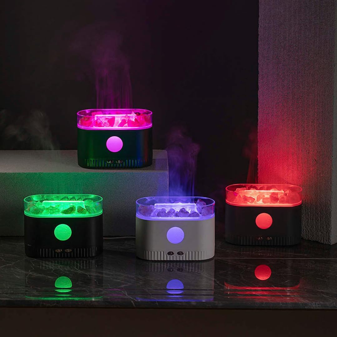 Difusor de aroma de lámpara de sal del Himalaya, capacidad de 6.8 fl oz, 8 horas de tiempo de funcionamiento, automatización ultrasónica, color