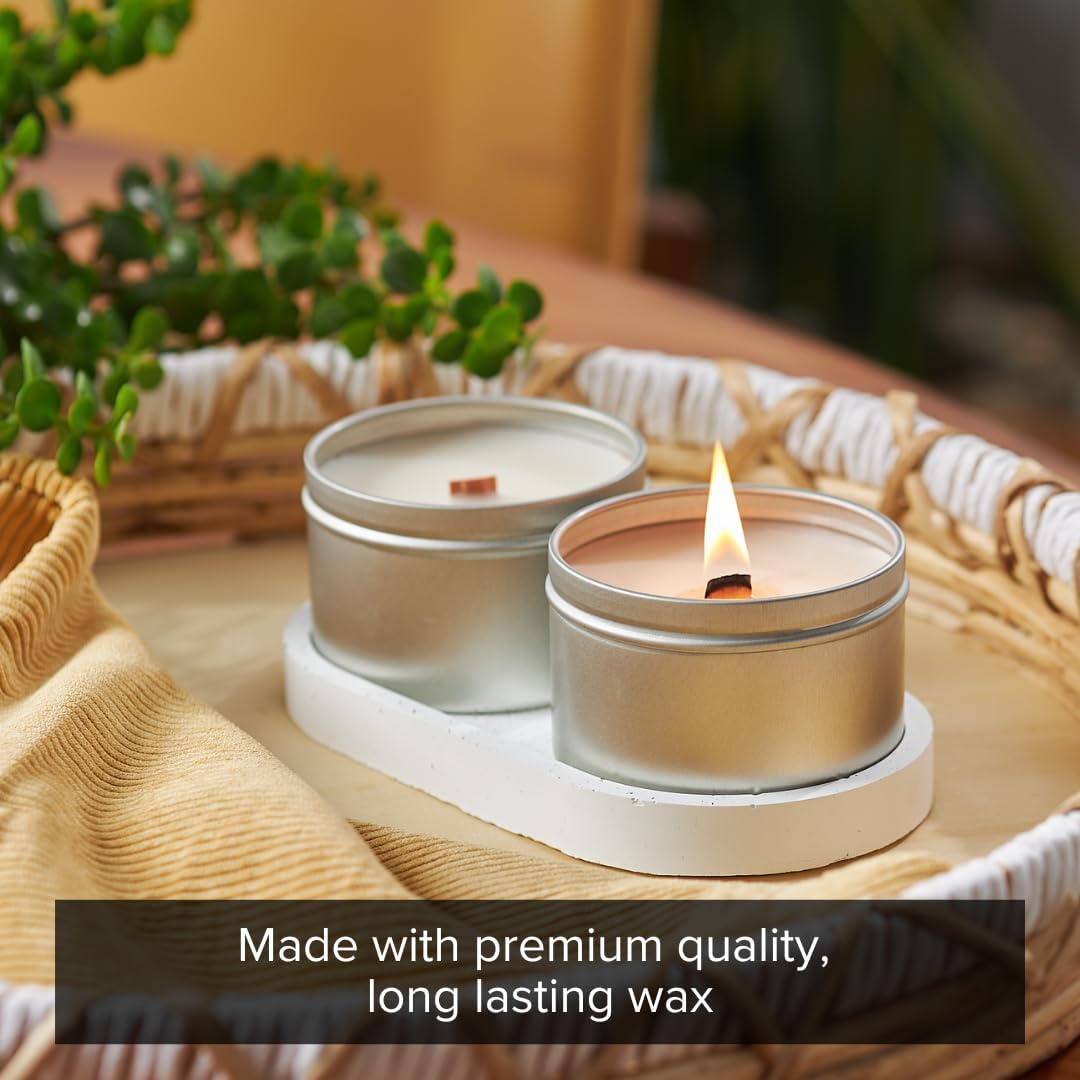 Simply Soson Velas de lata de eucalipto y salvia, lavanda, paquete de 2 velas de mecha de madera agrietada para el hogar, velas de aromaterapia para
