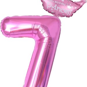 Juego de globos rosas del número 7 de 40 pulgadas y mini globos de princesa, globos de cumpleaños de helio para niños, decoraciones de cumpleaños de Juego de globos rosas del número 7 de 40 pulgadas y mini globos de princesa, globos de cumpleaños de helio para niños, decoraciones de cumpleaños de