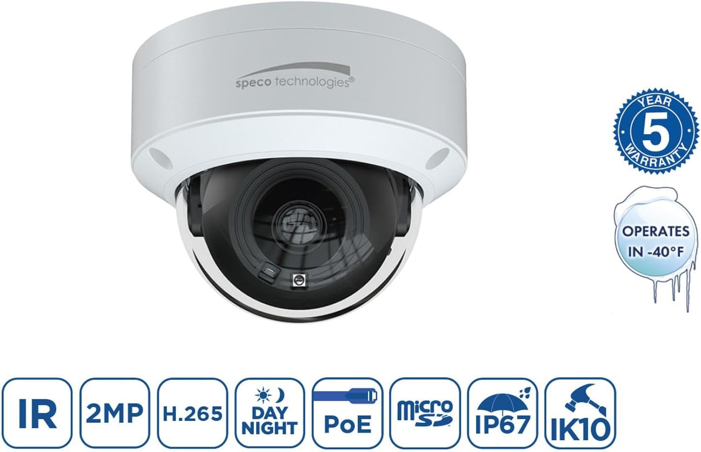 Speco O2VD2 – Cámara de red Full HD de 2 megapíxeles, color