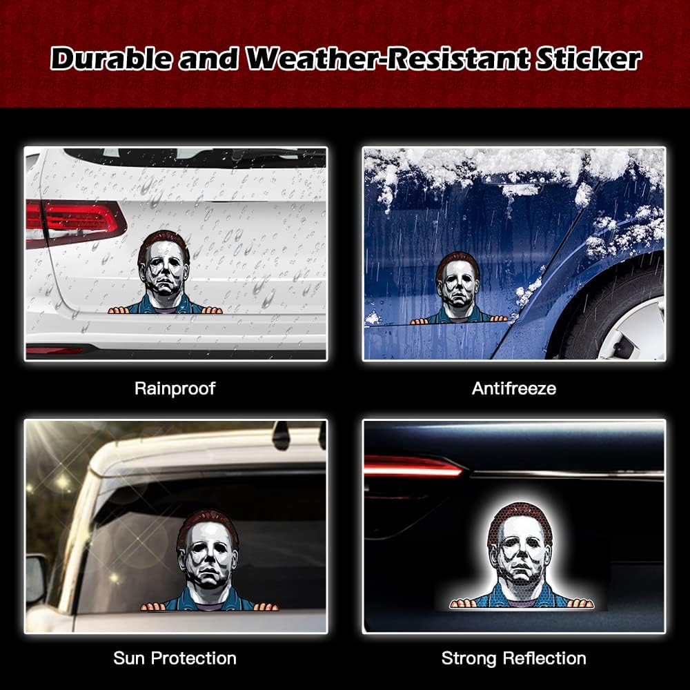 Adhesivo reflectante de Halloween con el dedo medio para automóviles, personajes de películas de terror 3D, vinilo para mirar al auto, para ventana,