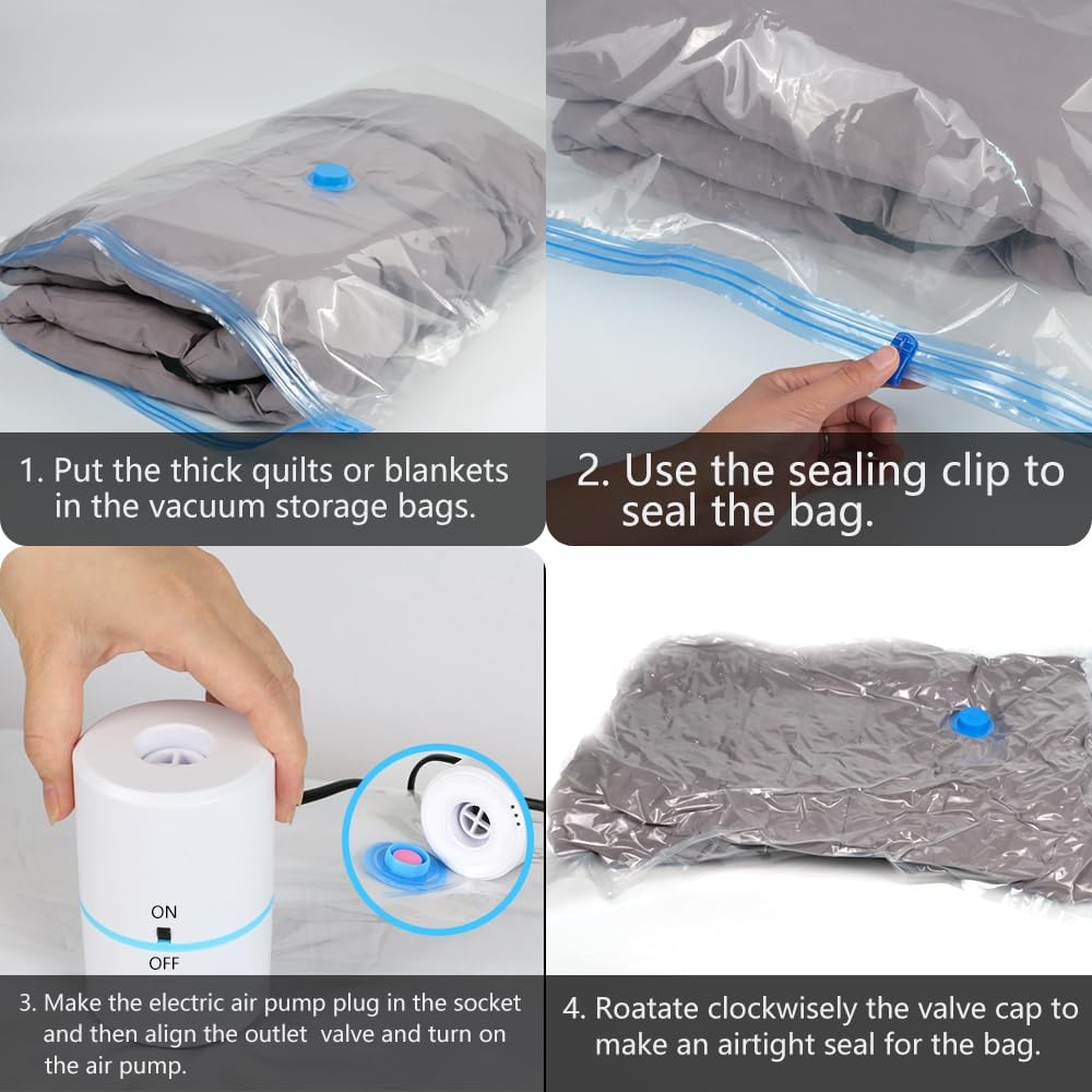 Bomba de bolsa de almacenamiento al vacío, bomba eléctrica para bolsas de almacenamiento al vacío, bomba de bolsa de vacío portátil para edredón de