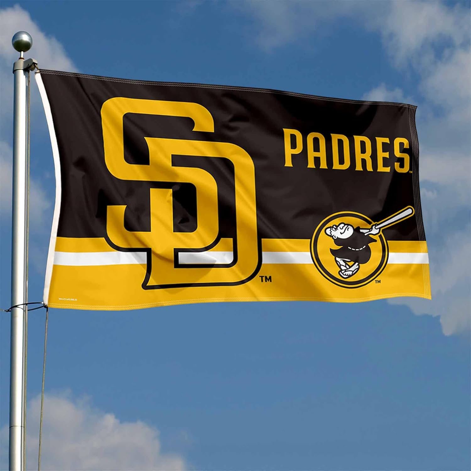 Bandera de San Diego Padres Logo Insignia de 3 x 5 pies con ojal