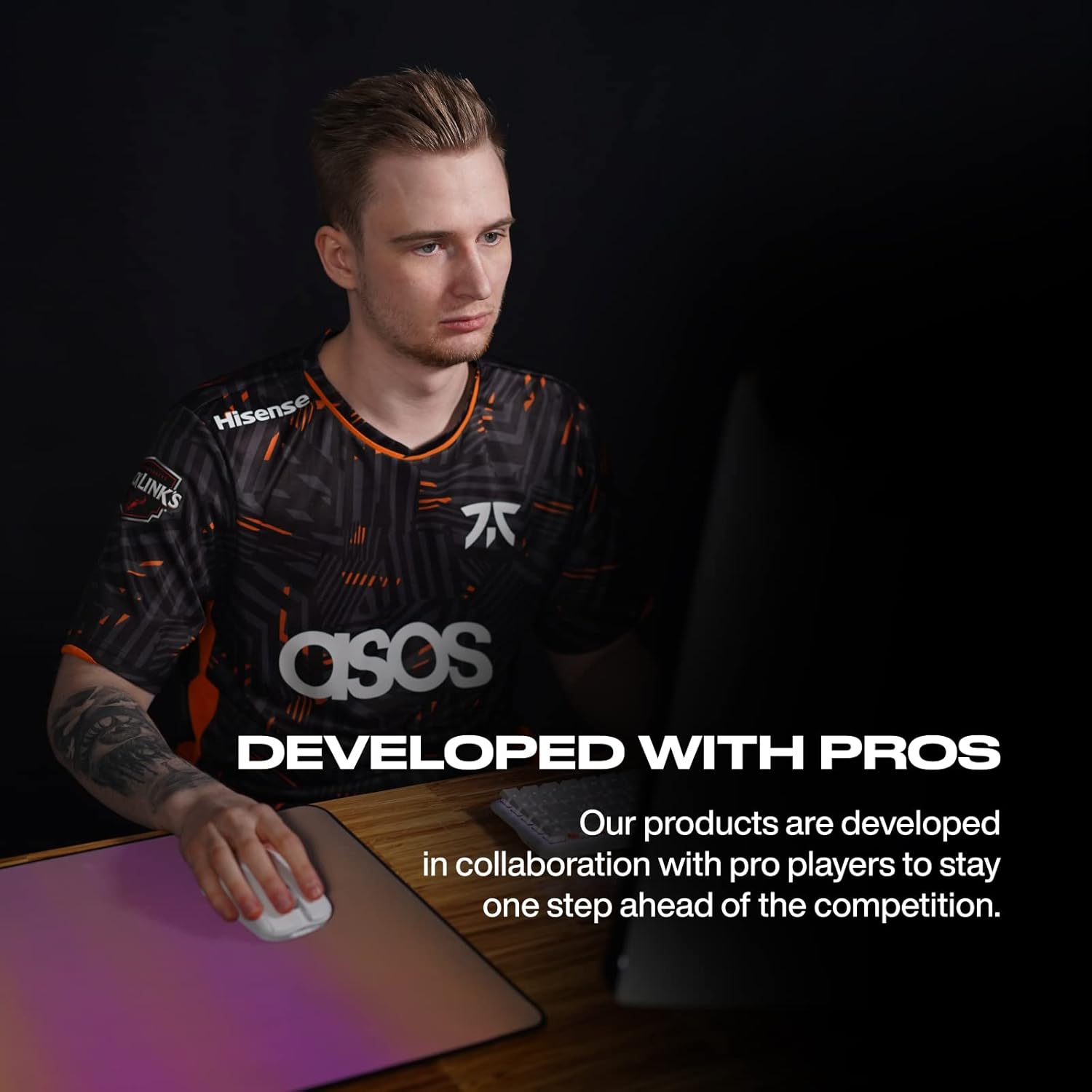 Fnatic Jet XL Pro – Alfombrilla de mouse para videojuegos para deportes electrónicos, superficie impermeable de velocidad, bordes cosidos y base de
