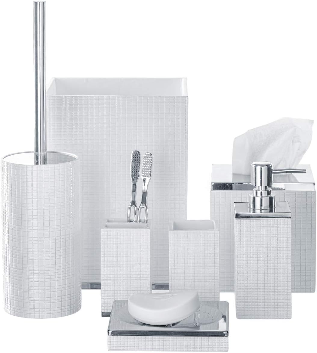 Creative Scents Soporte para cepillos de dientes blanco  Soporte para cepillo de dientes y pasta de dientes para baño familiar  Vaso decorativo para