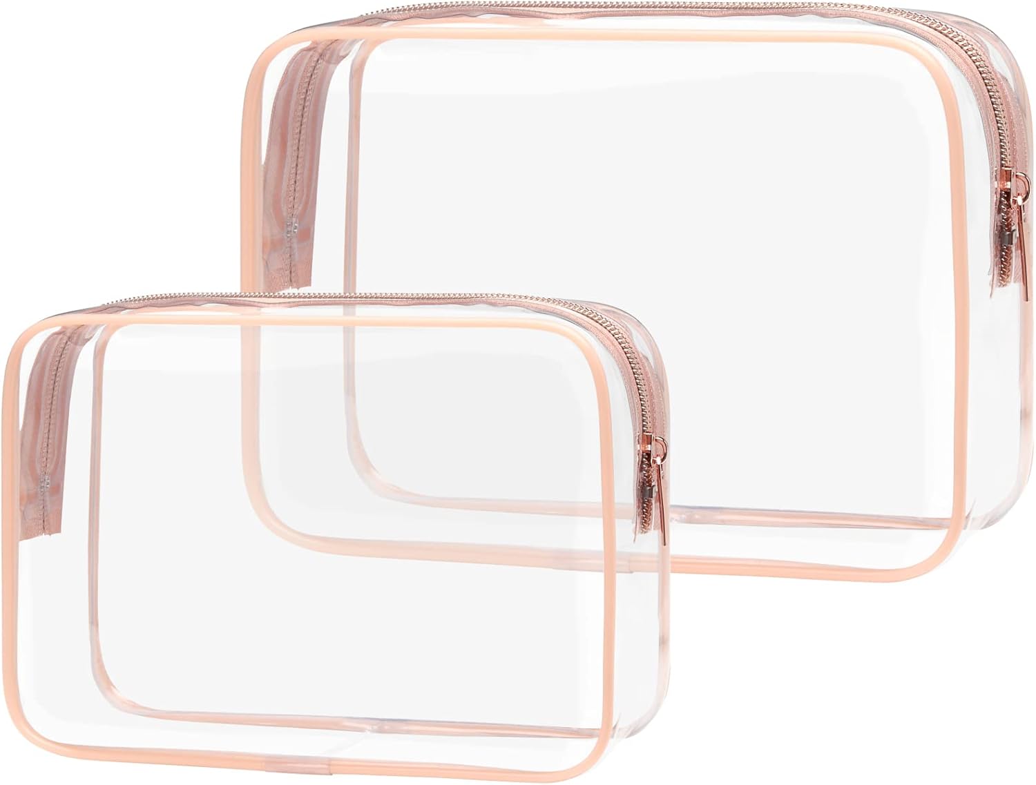PACKISM Paquete de 2 bolsas de aseo aprobadas por la TSA y bolsa transparente aprobada por el estadio, venta de paquetes, 1 mediano, 1 rosa grande y