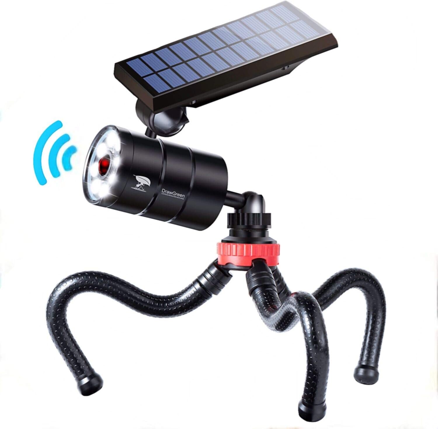 Luces solares de aluminio con sensor de movimiento para acampar al aire libre, 1400 lúmenes, 9 W (equivalente a 130 W), focos de emergencia LED para