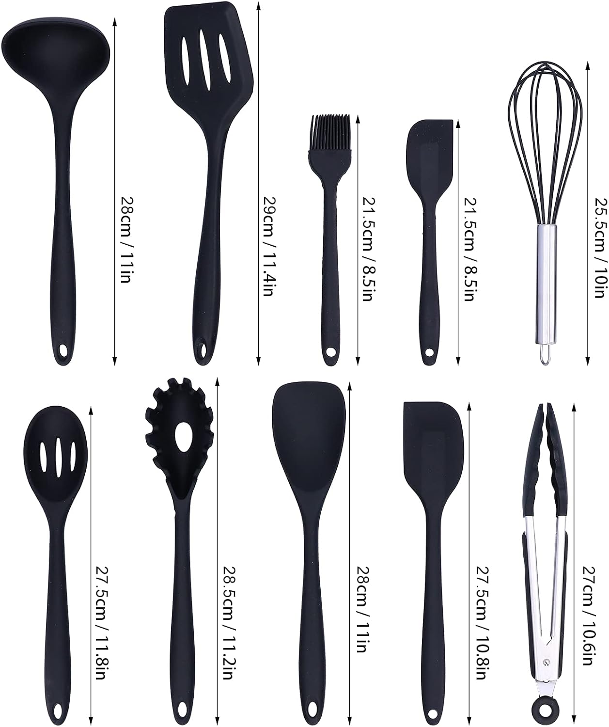 Utensilios de cocina, Kit de herramientas de cocina no para el hogar (10 piezas de silicona negro conjunto (incluyendo caja de color))