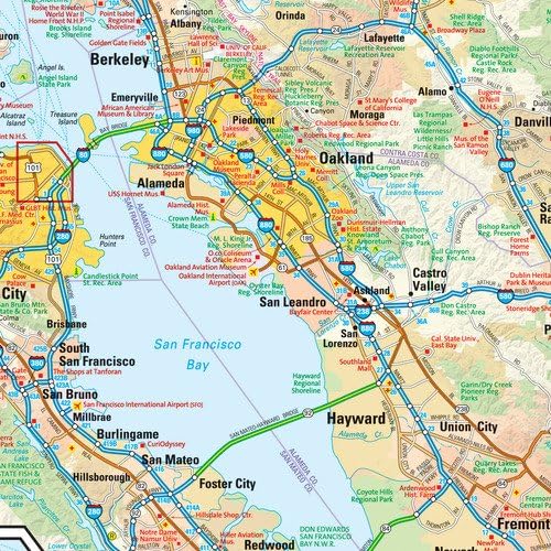 San Francisco, California – Mapa de pared, tamaño pequeño, laminado de 11.25 x 14.5 pulgadas
