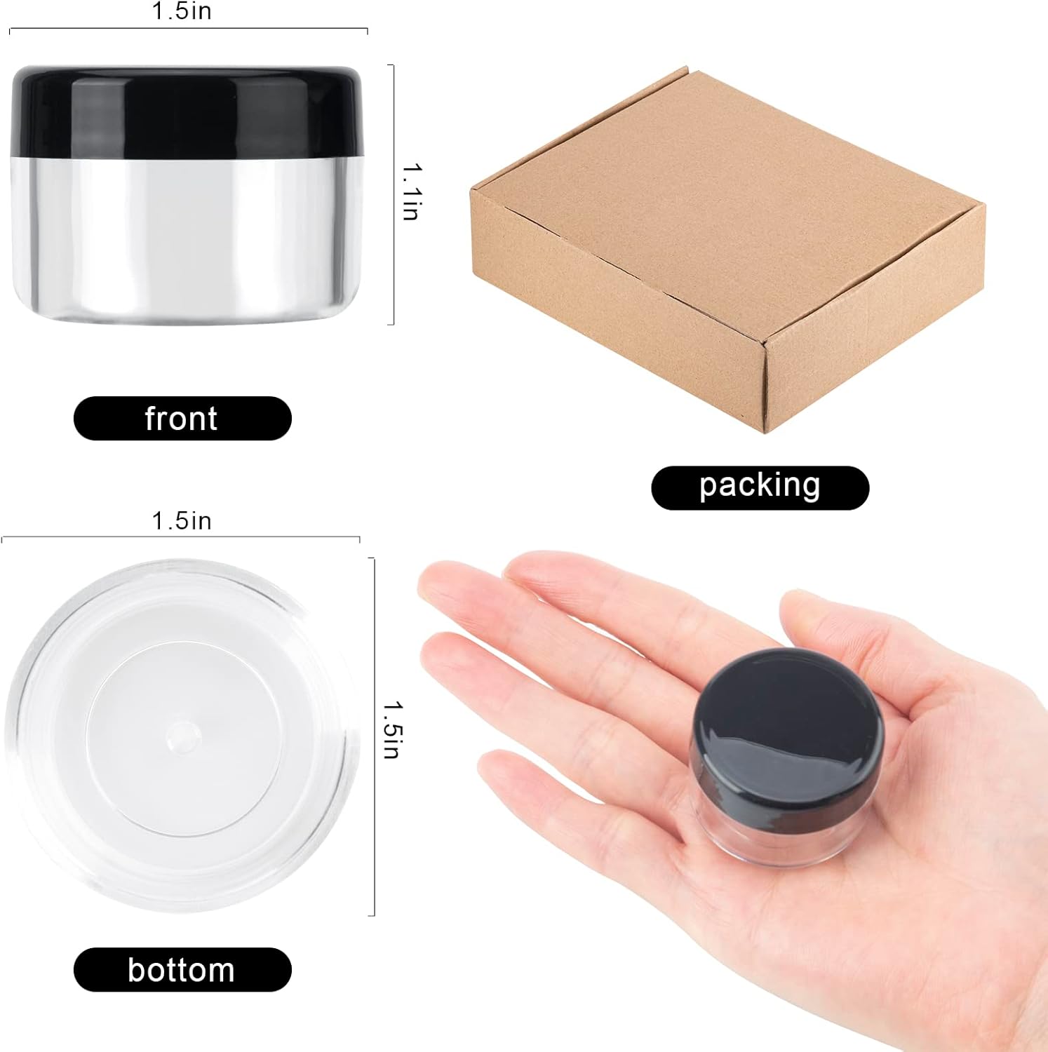 60 unidades de 0.5 fl oz0.53 oz de muestra de tarro transparente transparente crema de vidrio cosmético recipientes con mini espátulas etiqueta para