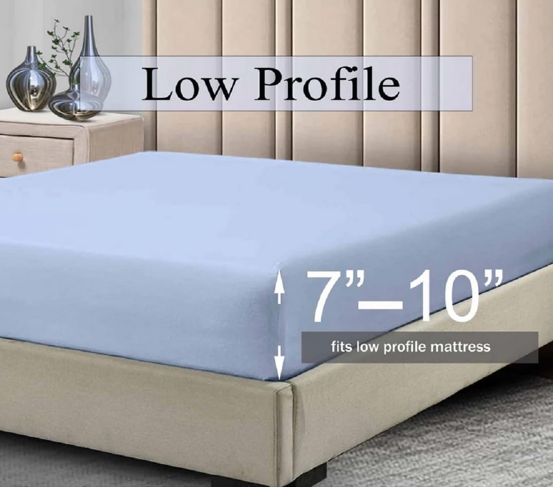 Sábana bajera ajustable de satén de algodón de perfil bajo (7-10 pulgadas), tamaño King, color blanco, ropa de cama fabricada en Estados Unidos