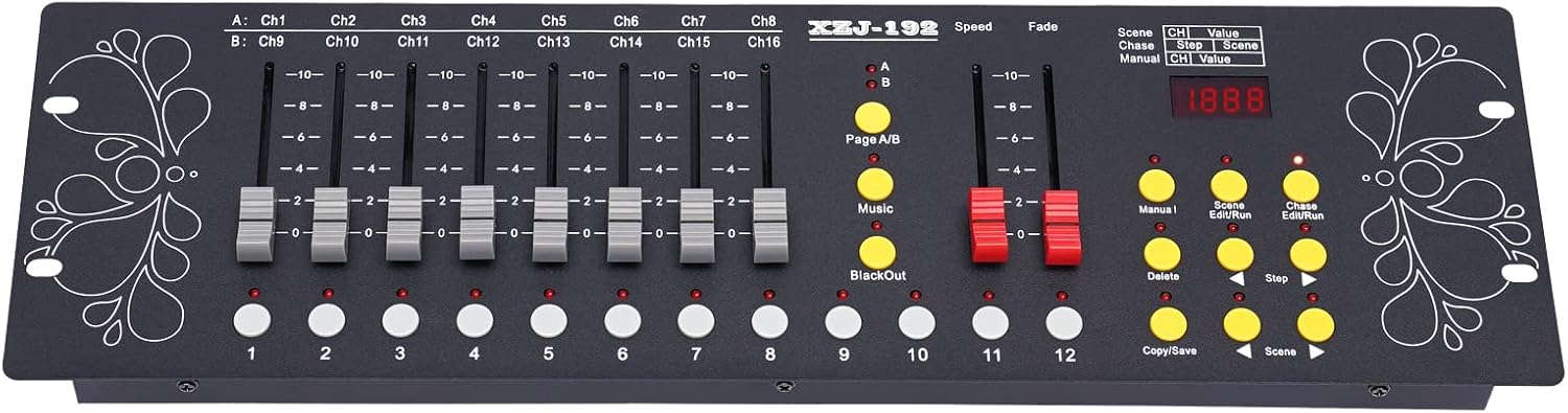 Controlador DMX, consola DMX de 192 canales, programa de controlador de iluminación de escenario, consola de luz fácil para iluminación de escenario