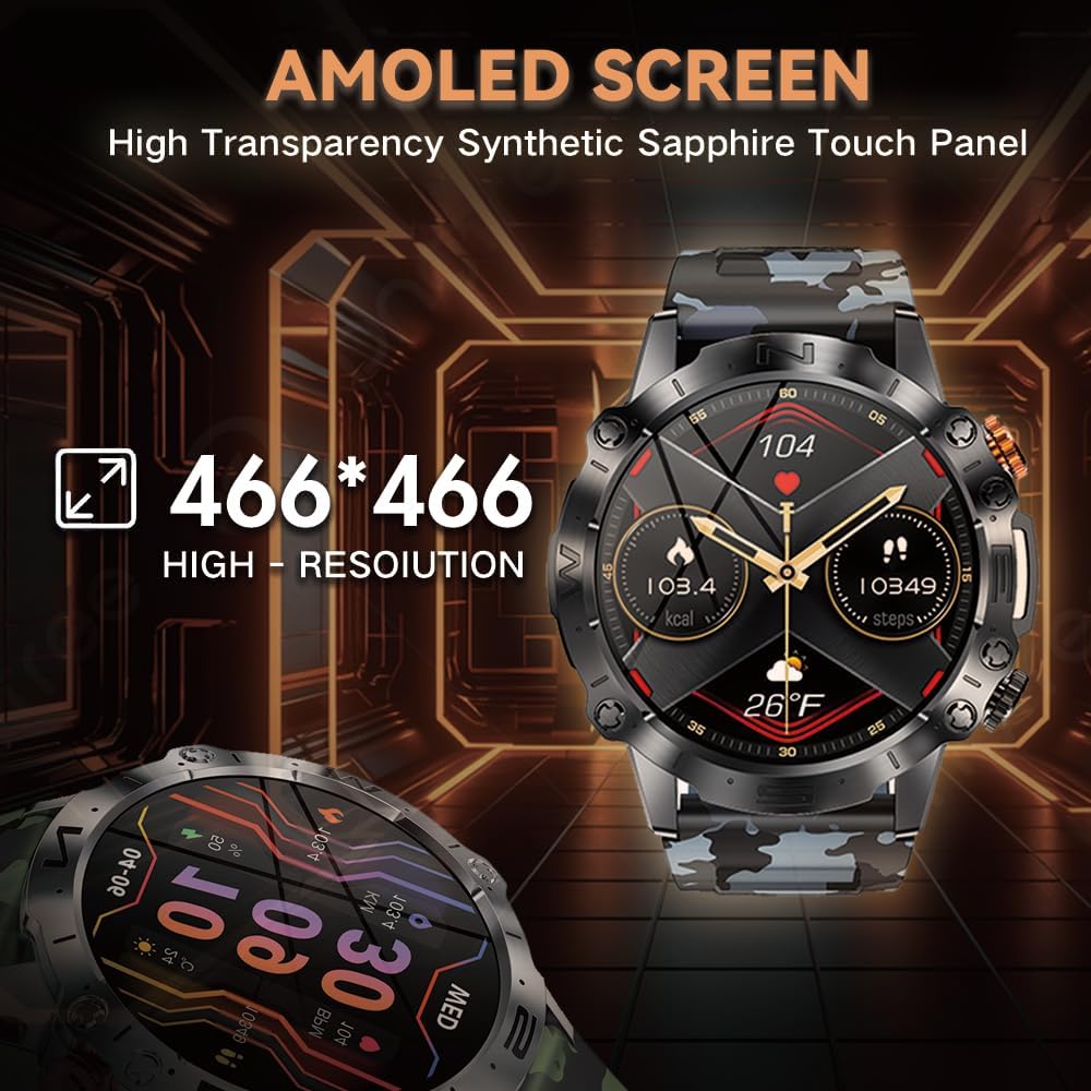 Smart Watch for Men Women, 1.43″ AMOLED HD-Display (AnswerMake Call)Fitness Tracker with Heart Rate Blood Oxygen Monitor, 40Days Long Battery for