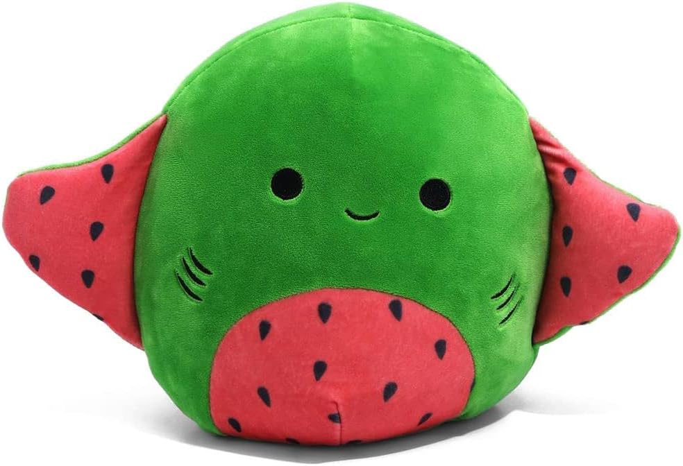 Squishmallow Oficial Kellytoy Food Squad – Juguetes de peluche suave (Lai Watermelon Manta Ray, 8 pulgadas)