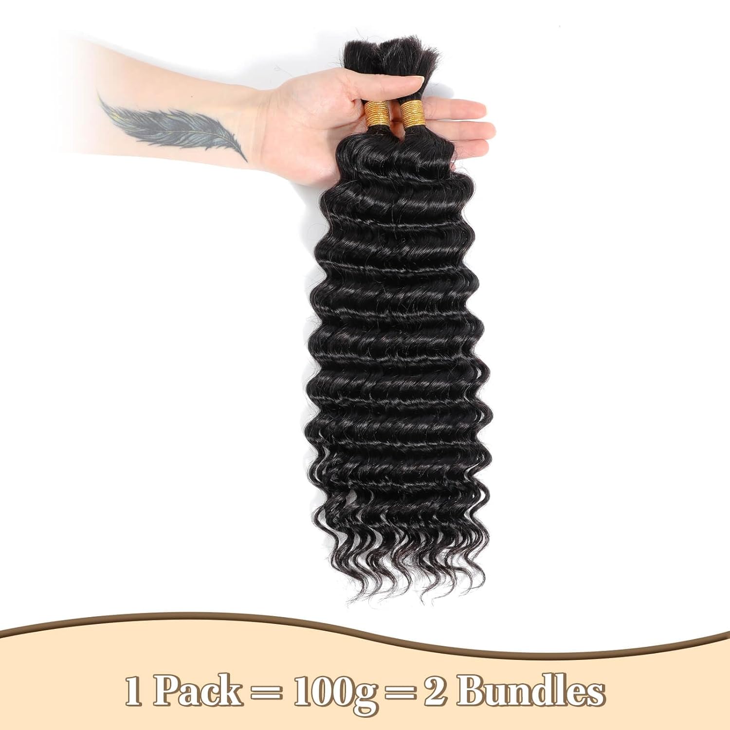 Urbeauty Cabello humano trenzado, cabello humano ondulado profundo para trenzar, cabello humano rizado para trenzas bohemias, sin