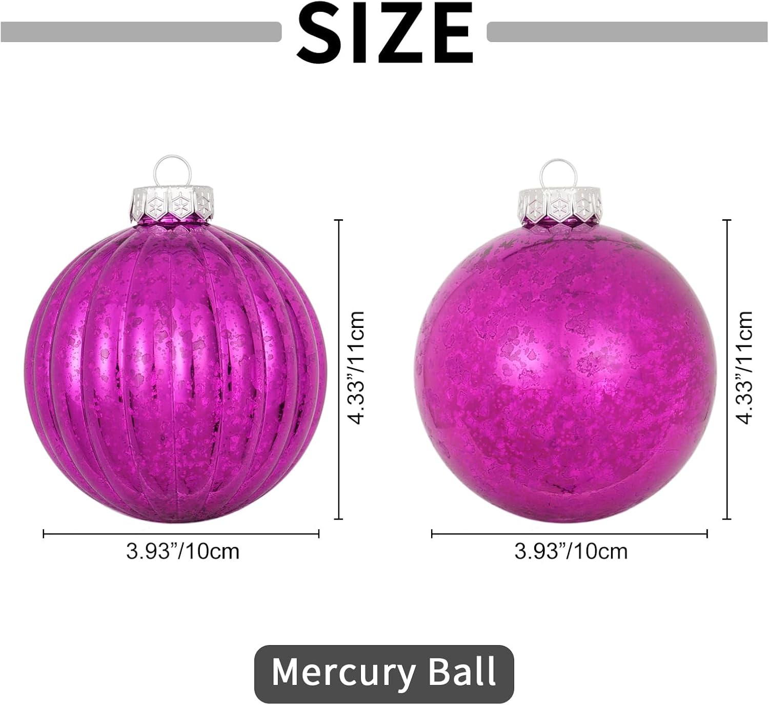 Sunshine – Adornos de bola de Navidad brillantes, adornos gigantes para árbol de Navidad, decoraciones para vacaciones, juego de bolas de mercurio
