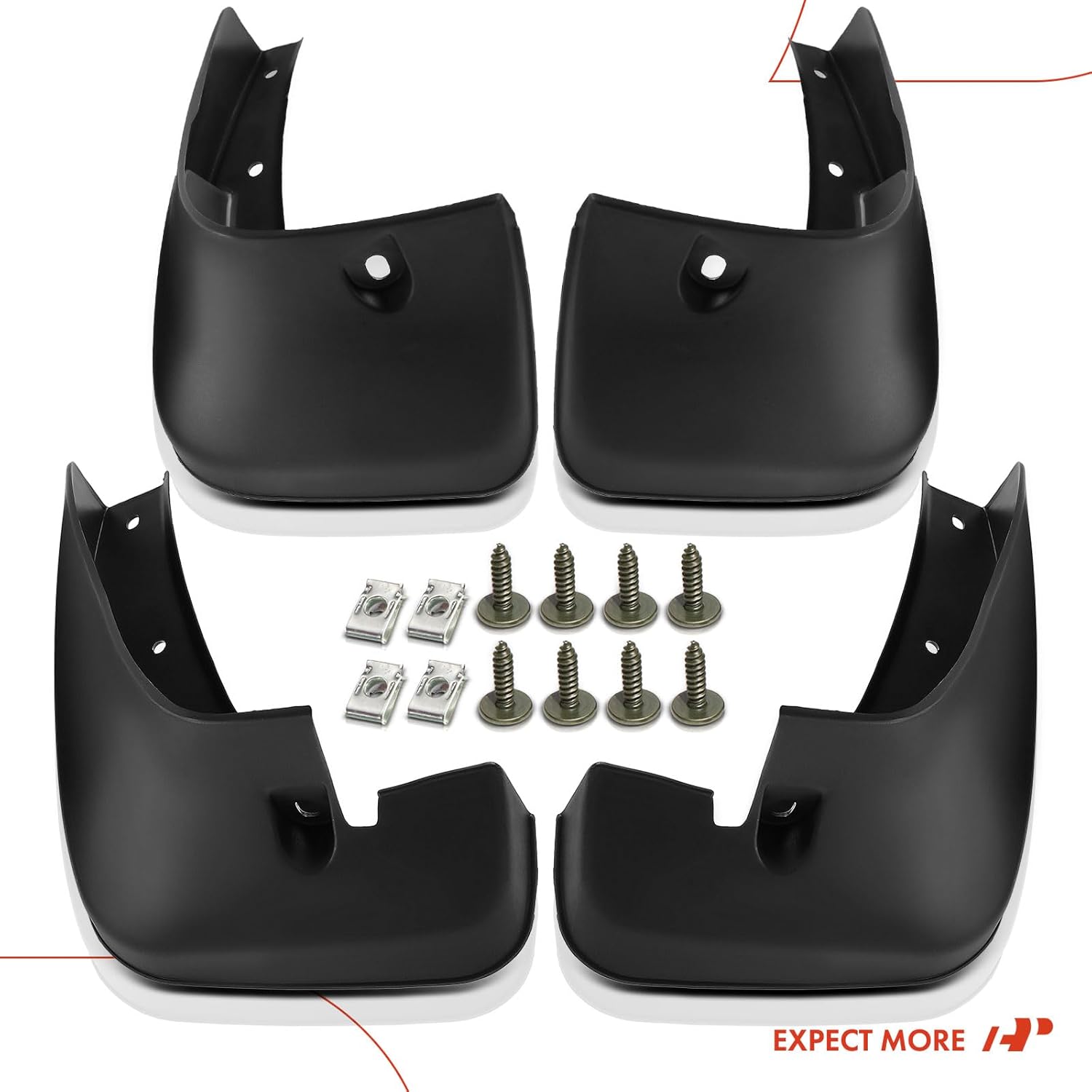A-Premium Juego de 4 unidades de guardabarros con kits de herramientas compatibles con Toyota Highlander, 2001-2007, Sport Utility, color negro,