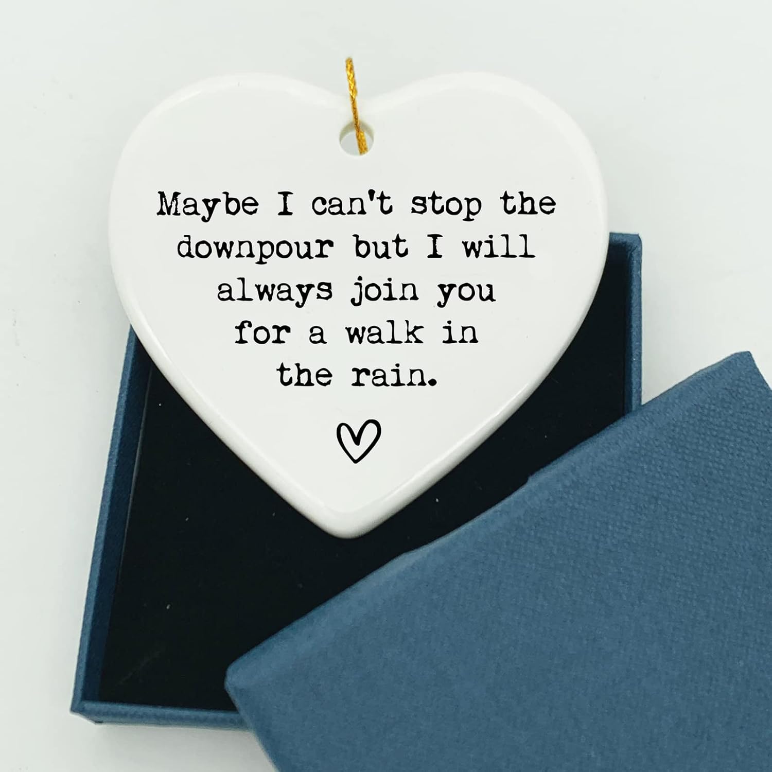 Maybe I Can’t Stop the Downpour, Friendship Gift, Tough Time Gift, Friend in Need, Send Love to Sister, Ceramic Heart Keepsake, Bestie Gift, Sister