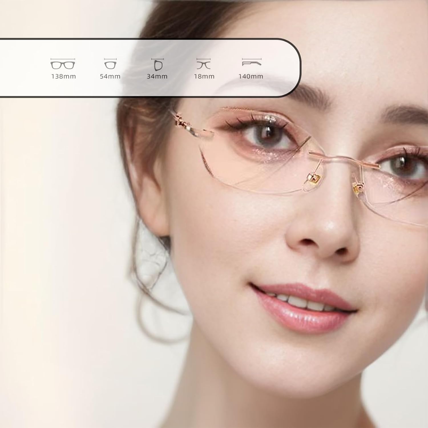 FACECOI Gafas de presbicia de luz anti-azul sin montura de diamante para mujer, gafas de lectura sin montura de luz azul de moda