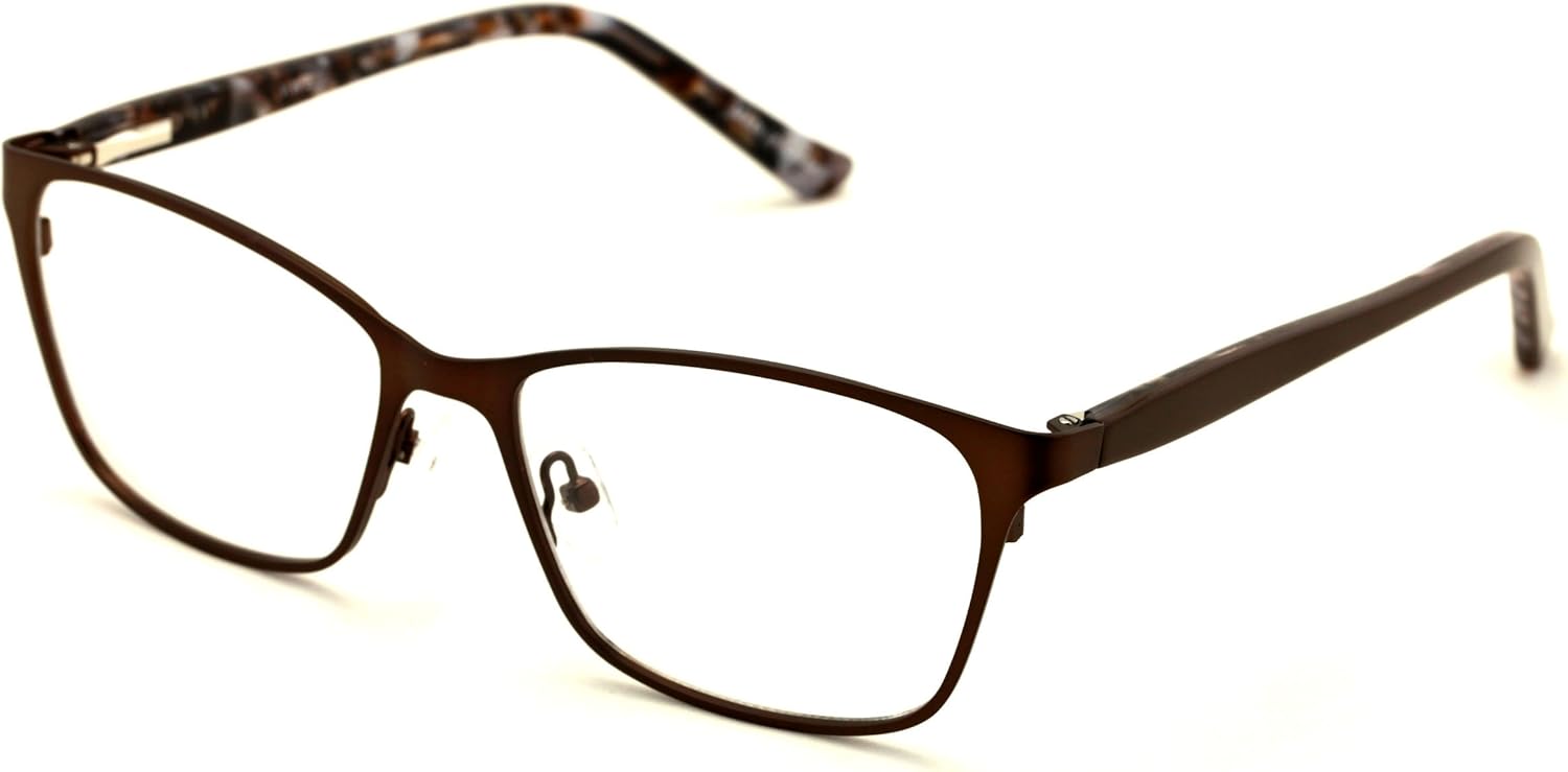 Gafas de lectura de acero inoxidable de moda para mujer, marco de lente transparente, lector de metal