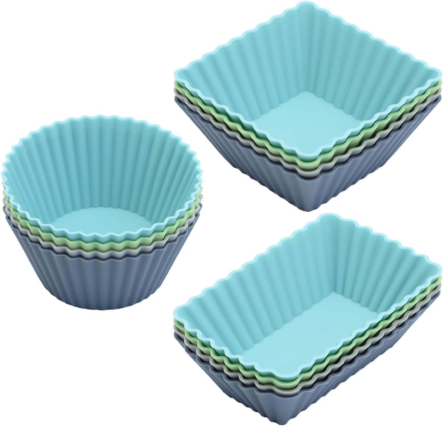 Paquete de 12 forros de silicona para magdalenas, tazas reutilizables para hornear muffins, molde de silicona de grado alimenticio, divisor de
