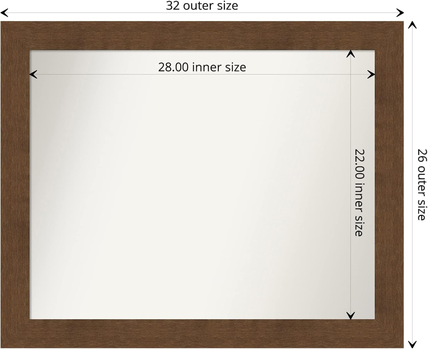 Amanti Art Wood Bathroom Mirror, Carlisle Brown Wall Mirror for use as Bathroom Vanity Mirror Over Sink (26 x 32 in.) Non-Beveled Mirror, Brown