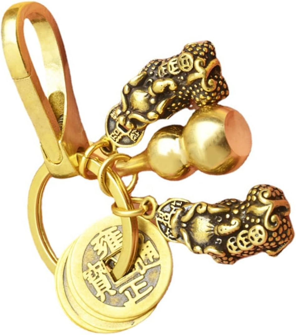 BESTOYARD Pi Yao Ornamento 2 juegos llavero pi yao llavero wu 2023 wu salud amuleto llavero para mochilas, adorno de coche, llavero de latón llave