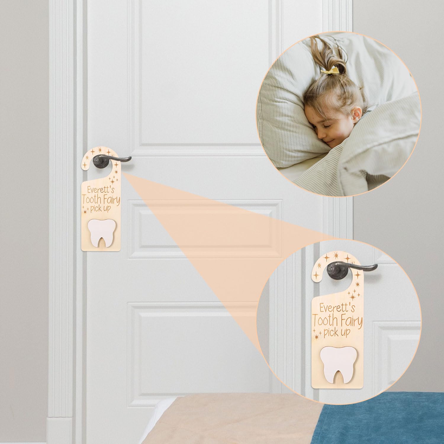 Percha de puerta de dientes, caja de madera para colgar puertas con soporte para dinero para recuerdo de dientes, caja de recogida de dientes para