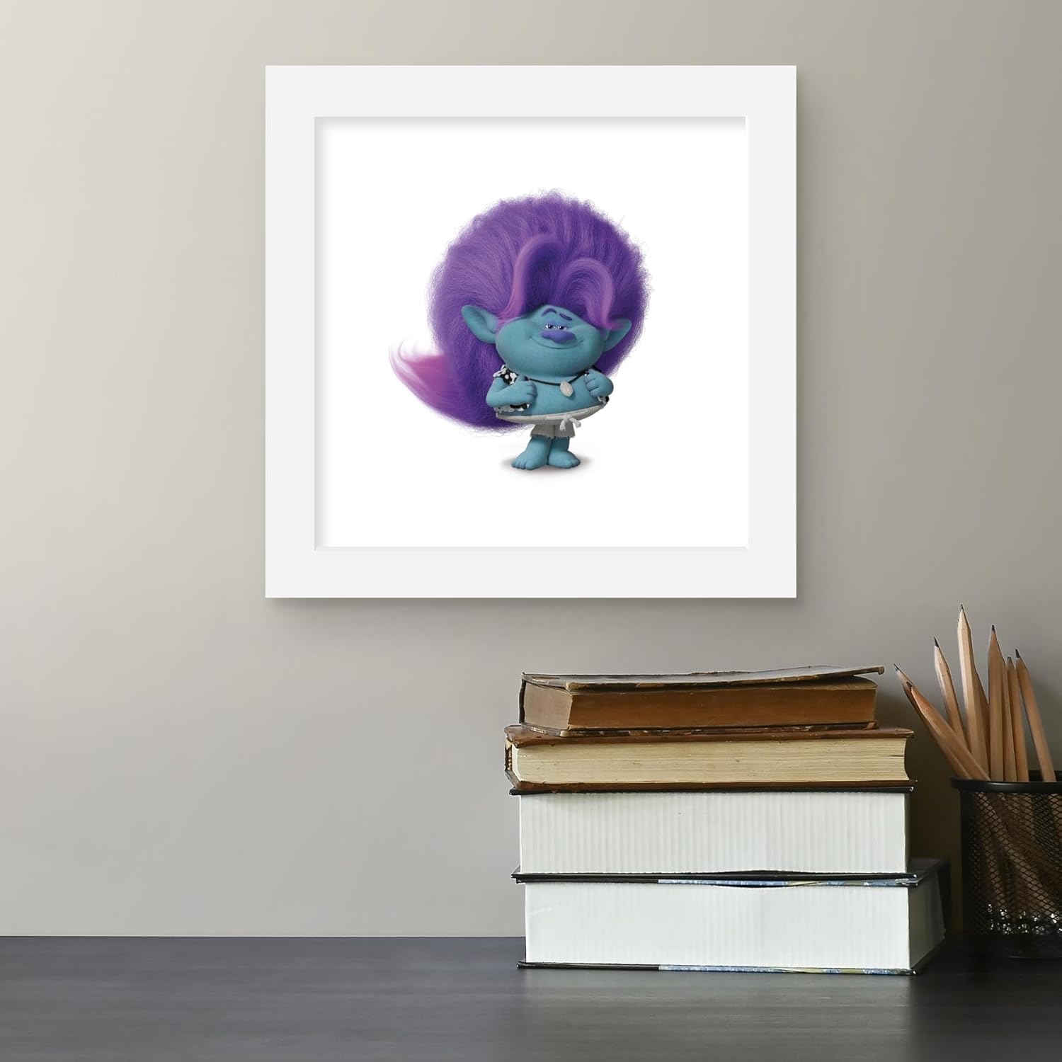 Trends International Gallery Pops Trolls Band Together – Póster de pared de Bruce, 12.00 x 12.00 pulgadas, versión de marco blanco