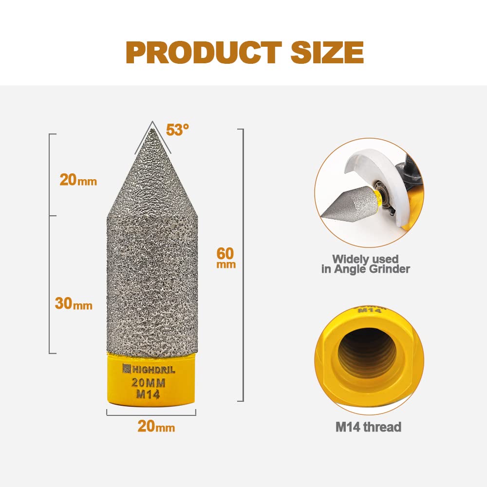 Broca de fresado de biselado de diamante, broca avellanadora de diamante HIGHDRIL con rosca de 58-11 para ampliación de agujeros de 1 pulgada (0.984