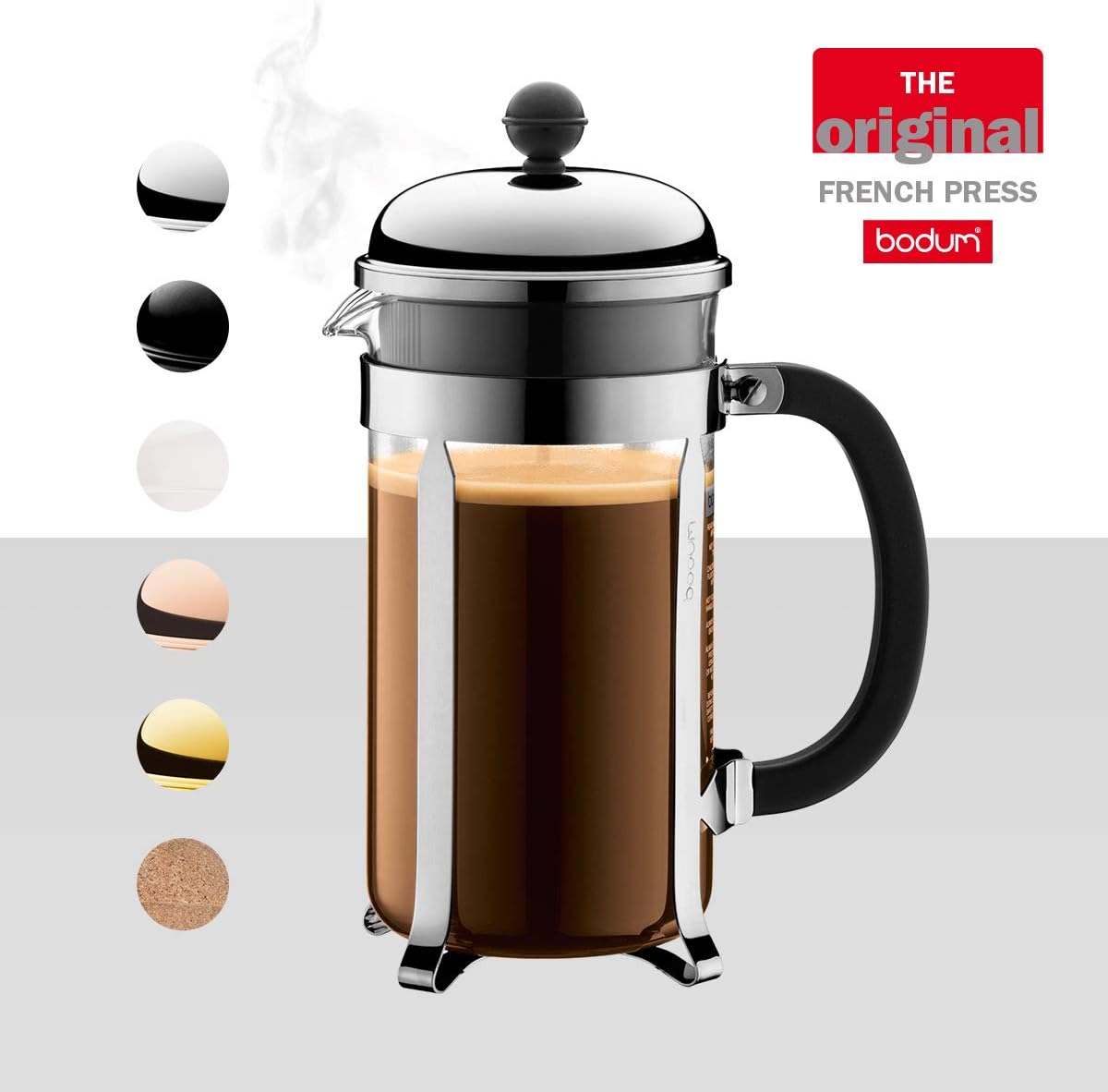 Bodum Chambord – Cafetera de prensa francesa, Jarra de vidrio, Blanco