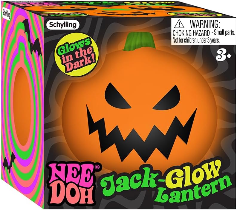 NeeDoh – Jack-Glow-Lantern – Juguete sensorial suave para ansiedad – Pelota antiestrés coleccionable – A partir de 3 años – NDWJGL23