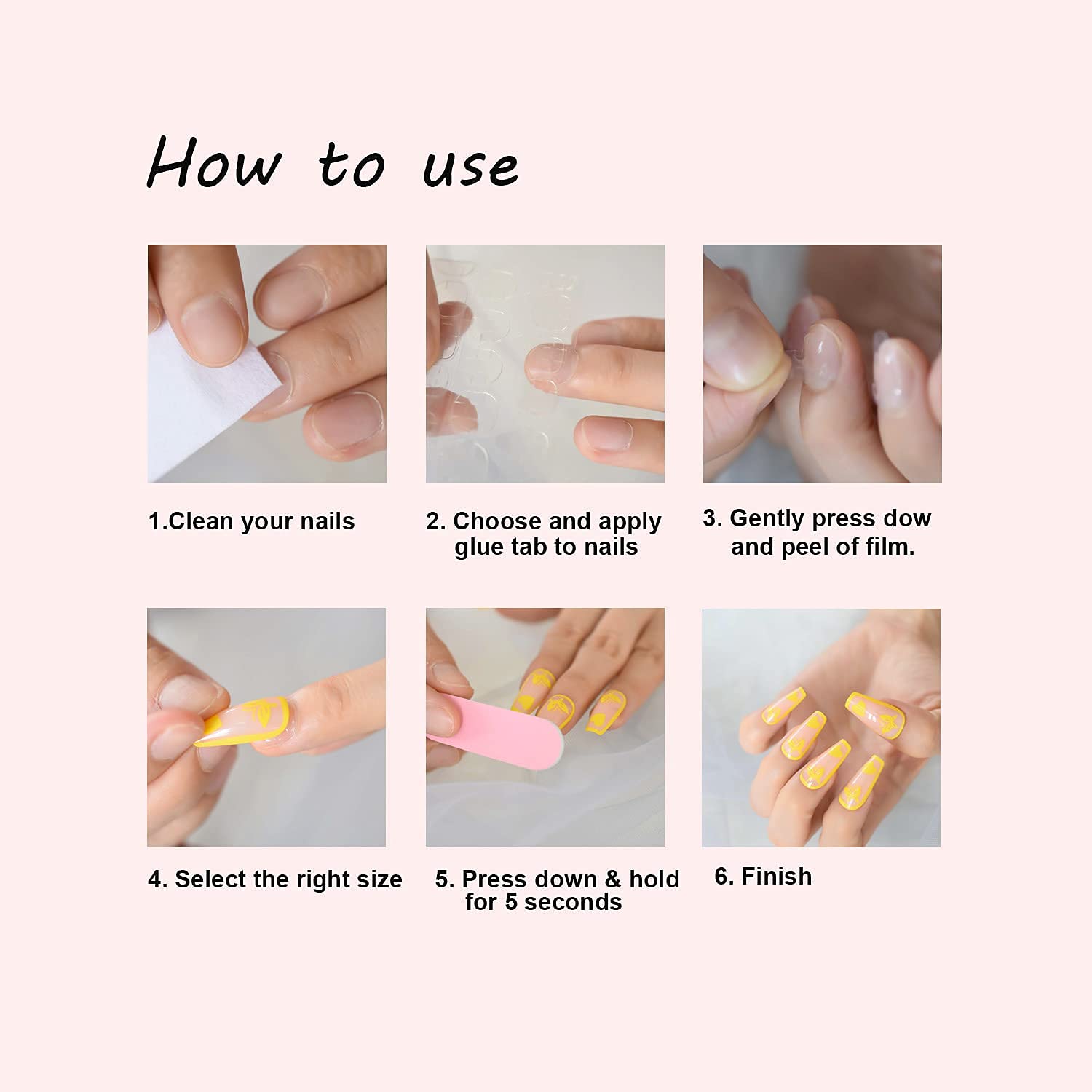 Coolnail – Uñas postizas francesas blancas y rosa nude, con forma cuadrada y ovalada, gel UV, uñas postizas para niñas, cobertura total, tips de