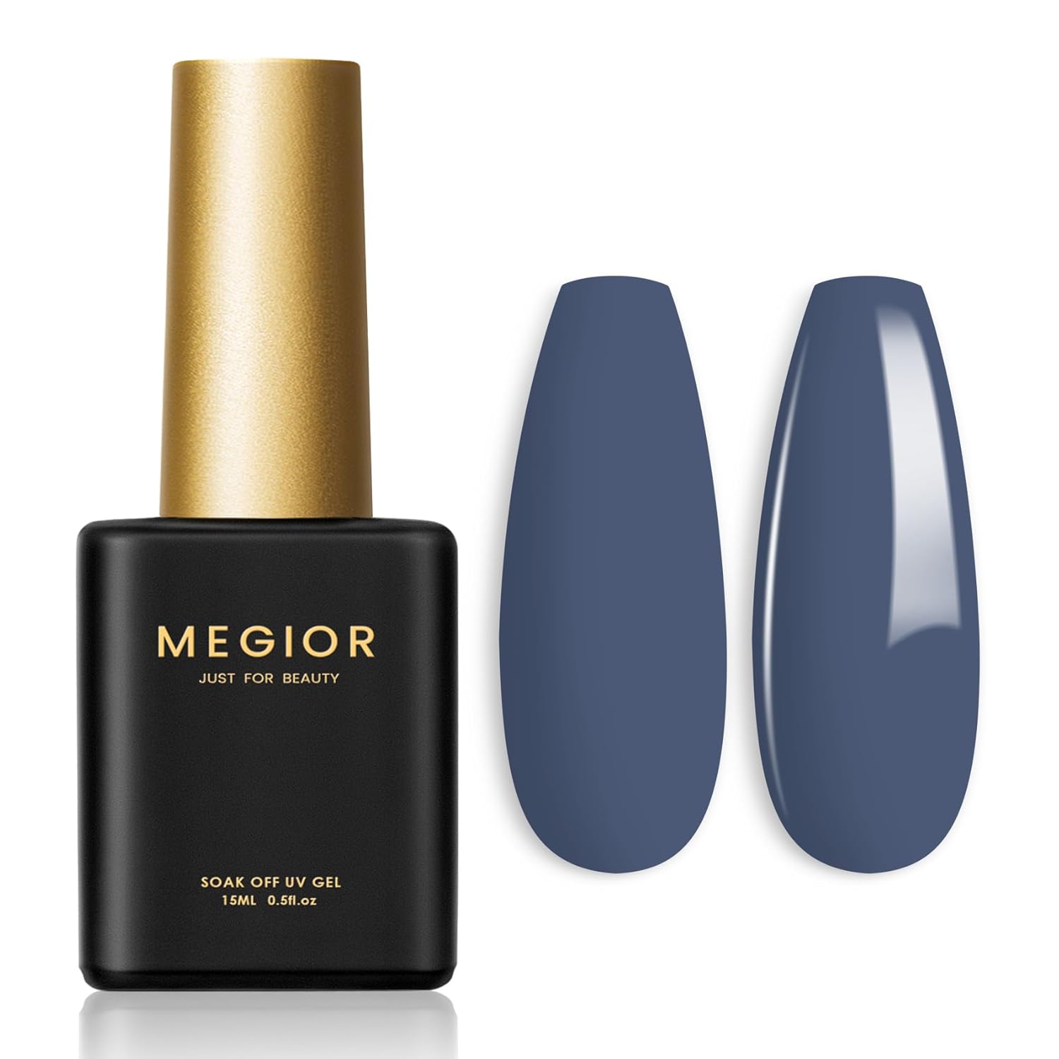 MEGIOR Esmalte de uñas de gel de 0.5 onzas líquidas, color azul oscuro, esmalte de uñas en gel que se absorbe con luz UV LED, arte de uñas de