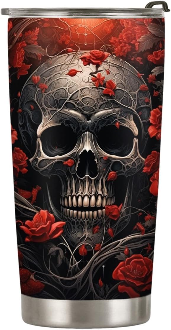 Vaso de Halloween de 20 onzas  Vaso de calavera  Vaso de calavera de calabaza de Halloween, taza de viaje aislada con tapa, termo de café para